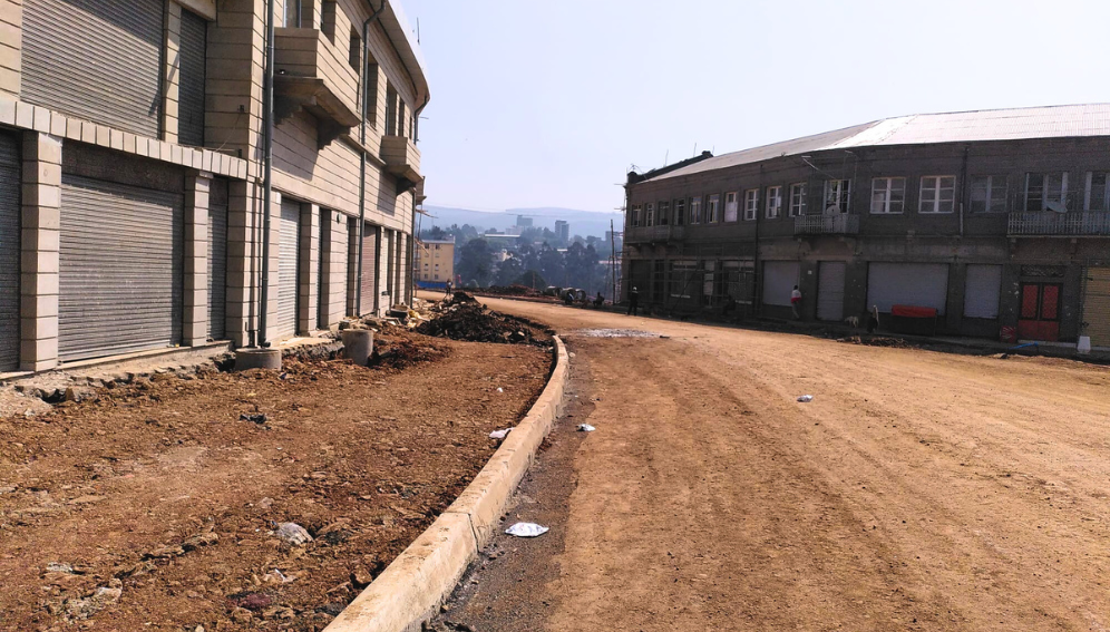 Buildings shuttered in Addis Ababa pending demolitions for government development projects. Development research partnerships in Ethiopia were among those affected by Sweden’s aid cuts.