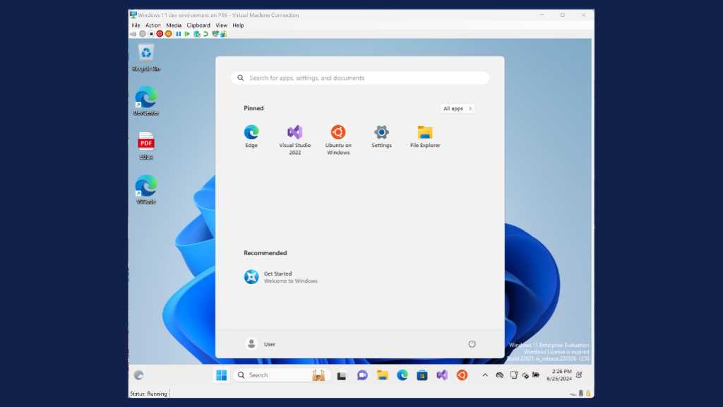 windows 11 running in hyper-v window