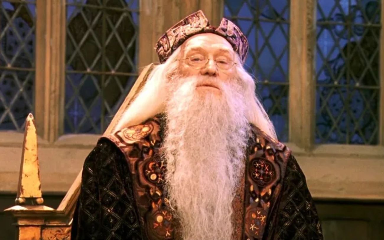 Richard Harris as Prof. Dumbledore in "Harry Potter".