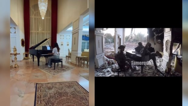 Woman discovers social media footage of Israel soldier playing her piano in bombed-out home in Lebanon | CBC News
