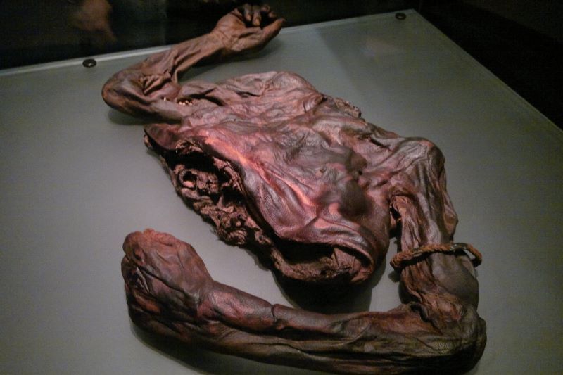 The Old Croghan Man bog body at the National Museum of Ireland, Dublin