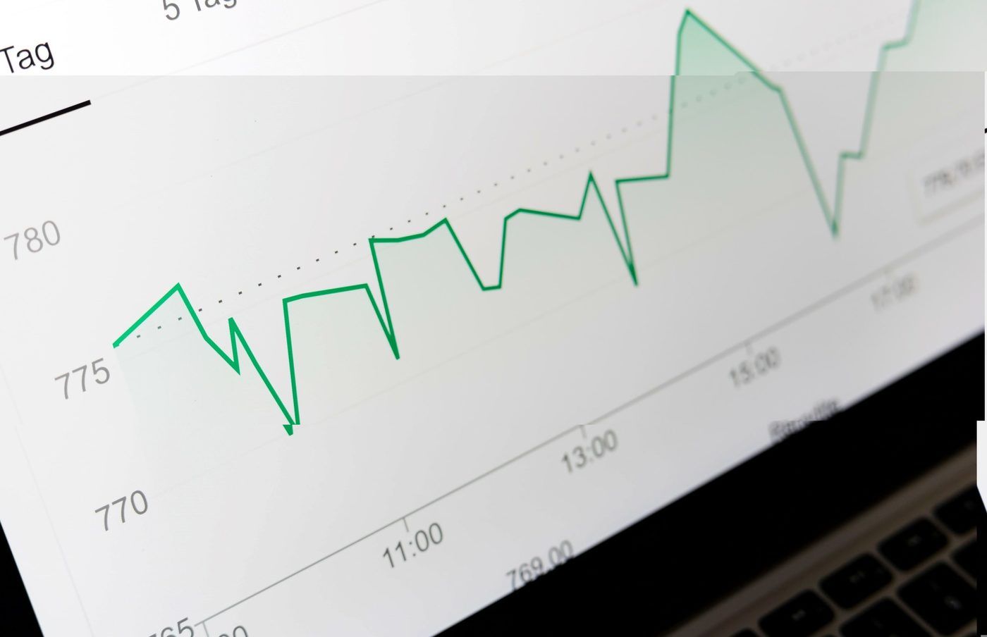 Laptop showing technical SEO results in a graph