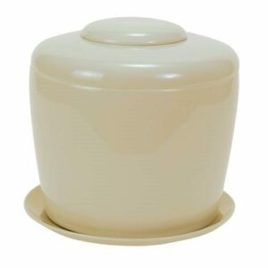 Beige Porcelain Ceramic Bonsai Cremation Urn with Matching Humidity / Drip Tray