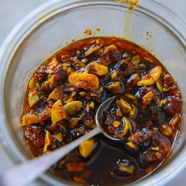 Chili crisp in a glass jar