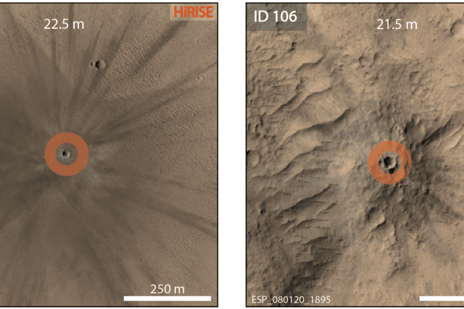 two mars impacts seen from satellite data