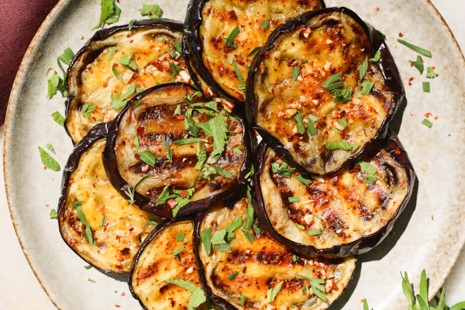 grilled eggplant on plate