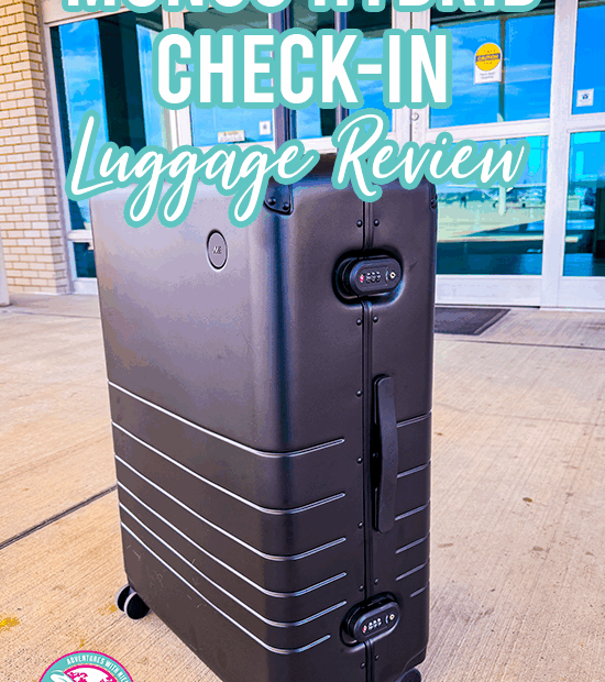 Mono Hybrid Check in Luggage Review Featured Image with Text over Image of Luggage