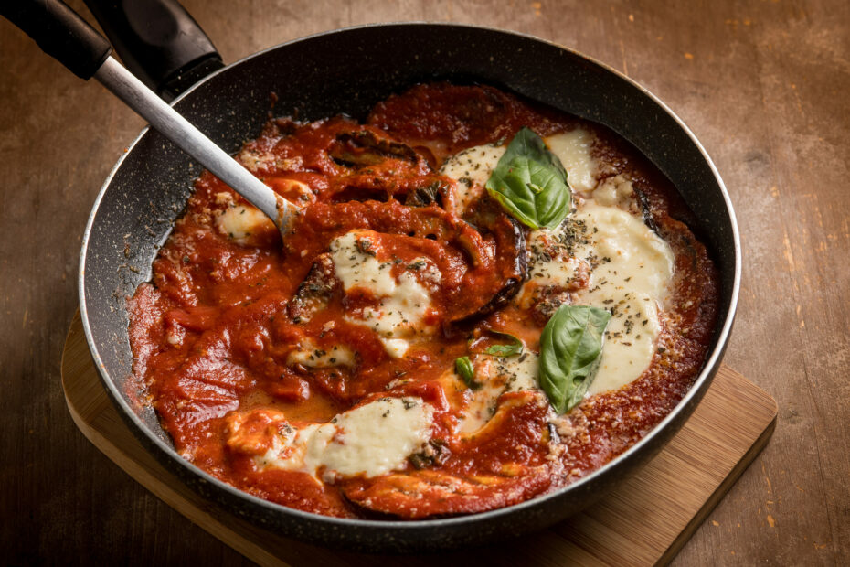 Pan-Cooked Aubergine Parmigiana | Slimming World Friendly Recipe - Fatgirlskinny.net | Slimming Recipes, Healthy Eating & Weight Loss