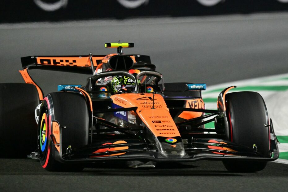 Saudi Arabian GP: Lando Norris fastest from Oscar Piastri and Max Verstappen after Yuki Tsunoda crashes his Red Bull