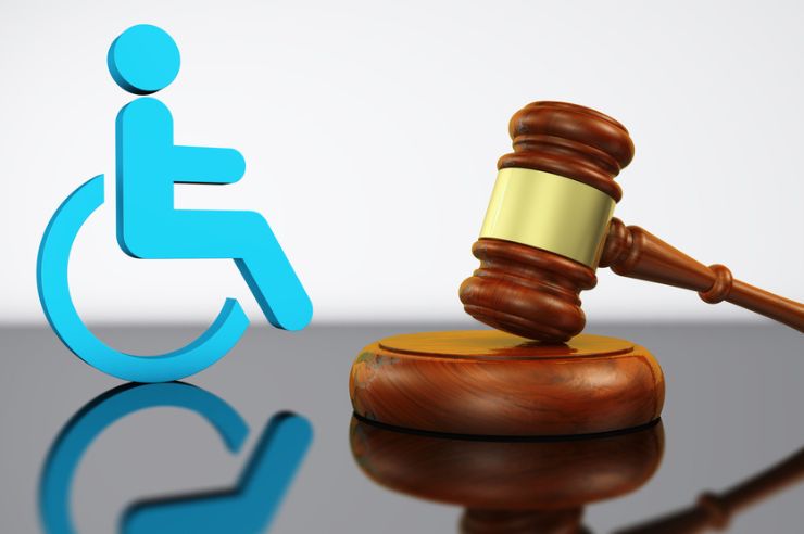 Visualization of wheelchair and judges gavel.