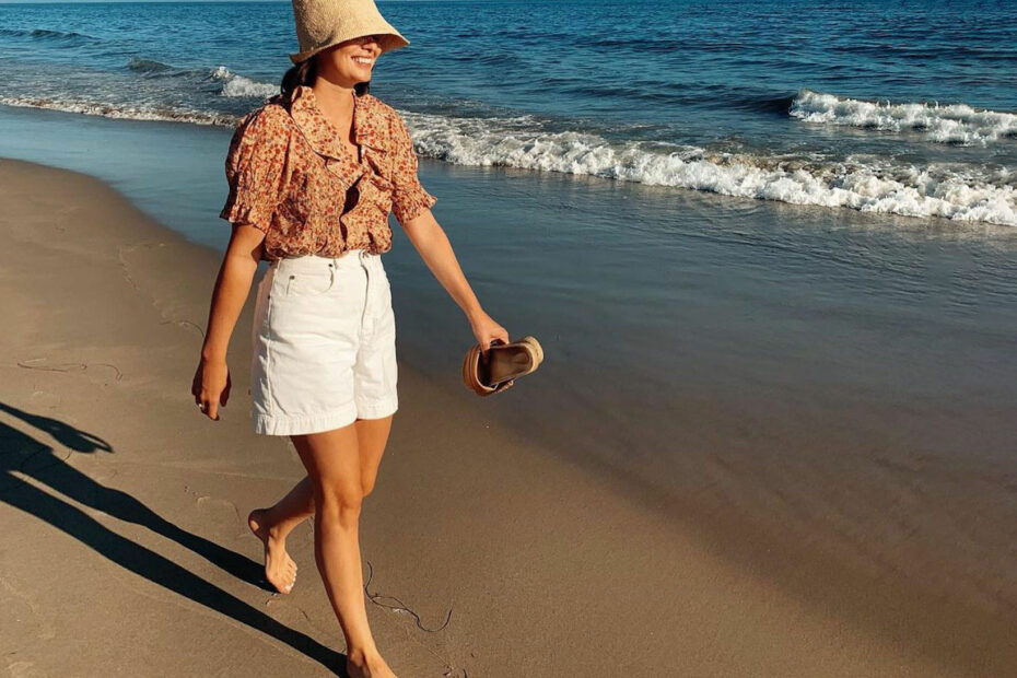 woman walking on the beach