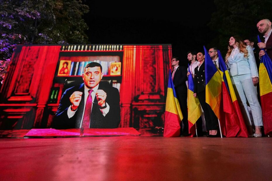 Hard-right candidate Simion secures decisive win in first round of Romania’s presidential redo