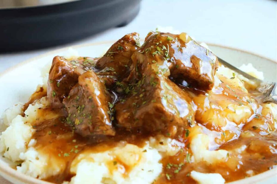 Instant Pot Beef Tips - Crunchy Creamy Sweet