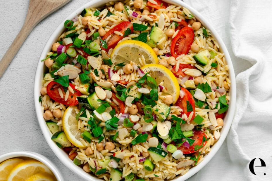Lemon Orzo Salad with Chickpeas | Elizabeth Rider