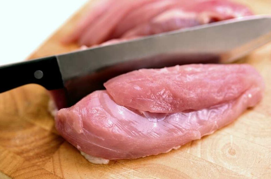 Cutting raw poultry for new regulations and salmonella