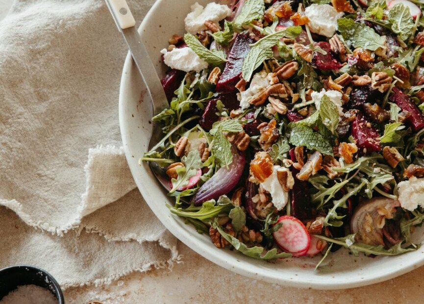 beet farro goat cheese salad