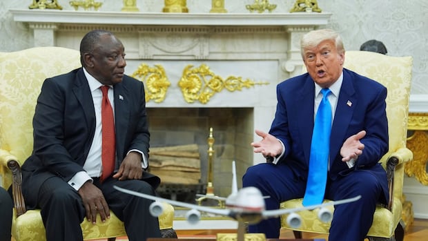 Trump confronts South African leader with baseless claims of targeted killing of white farmers | CBC News
