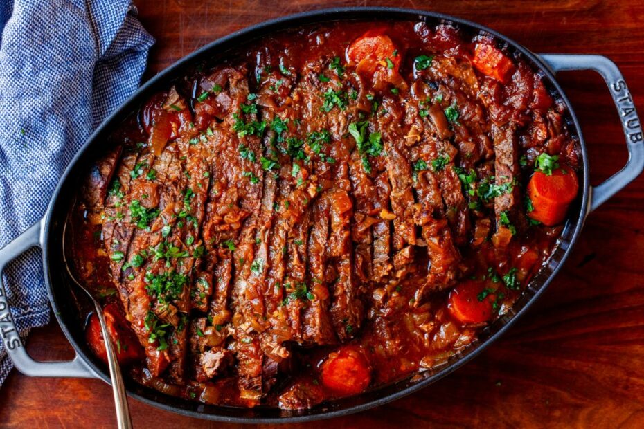 simplest brisket with braised onions