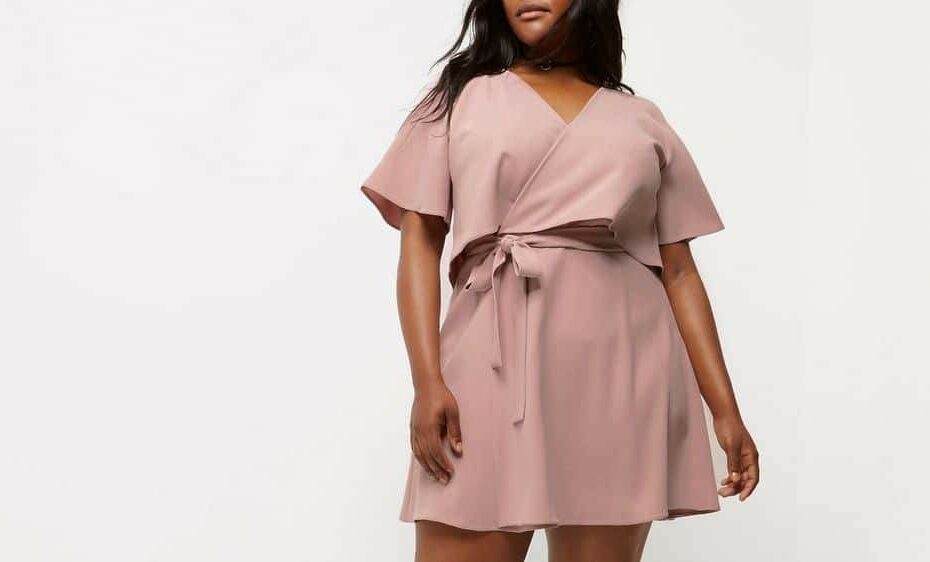 Plus pink cold shoulder frill tea dress