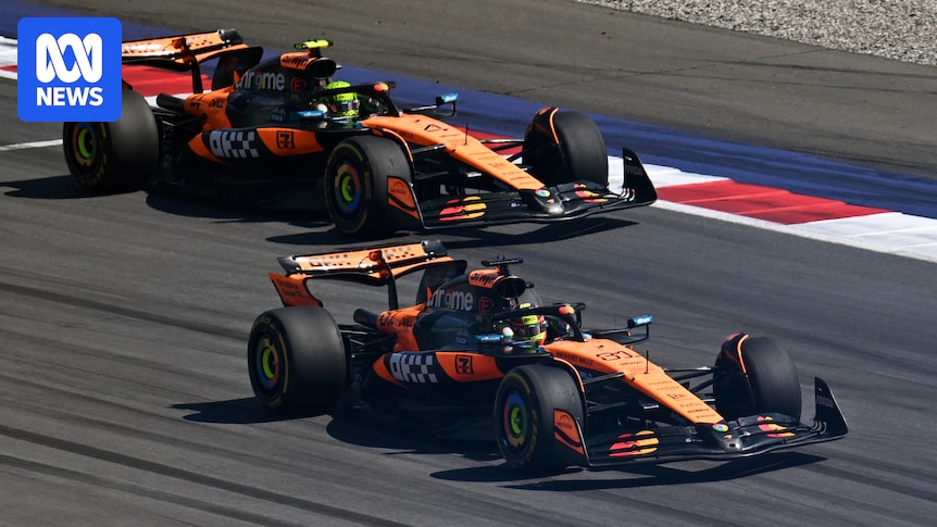 Live: McLaren teammates battling for the win, car catches fire in the pits