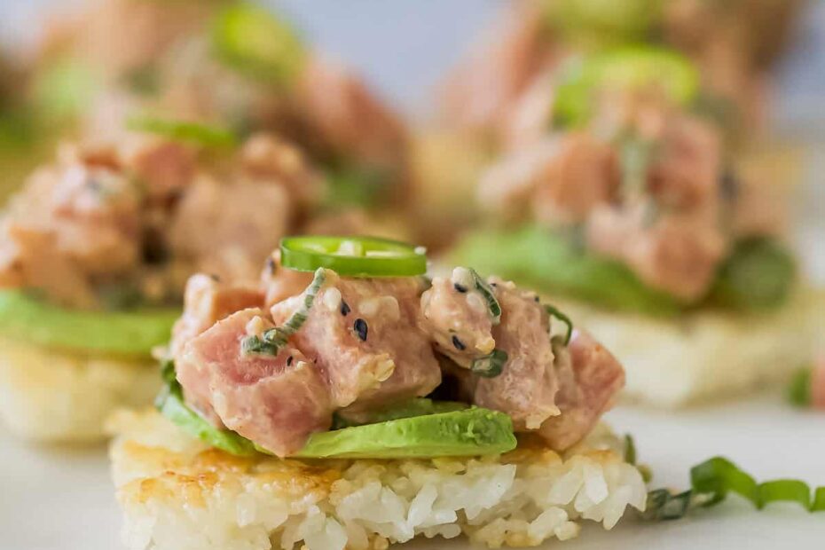 Copycat spicy tuna crispy rice bite