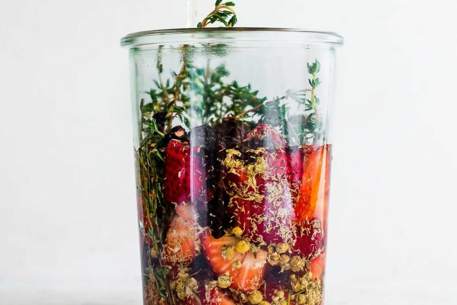 Strawberry-Herb Shrub with Honey - Nourished Kitchen