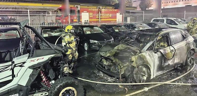 Protection gangs burn cars in north credit: Northern Israel fire and rescue service