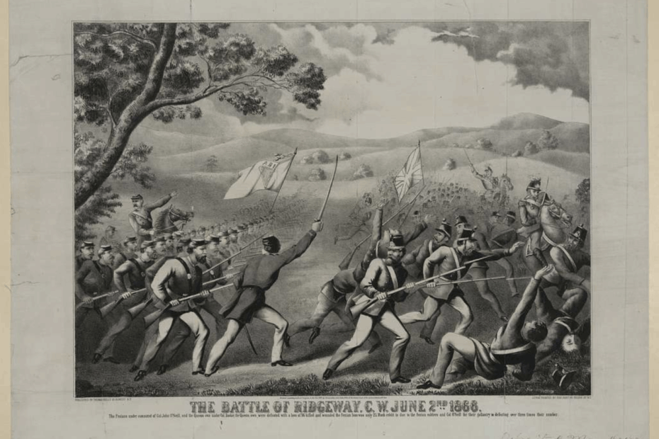 A painting of the Battle of Ridgeway.