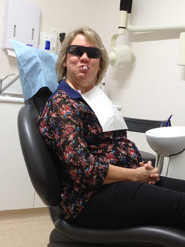 I don't look scared of the dentist here, even though I'm sitting in the dentist chair!