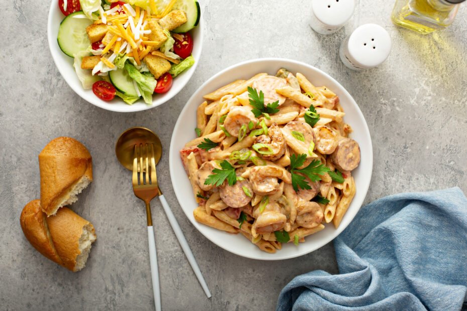 Cajun Prawn and Sausage Pasta | Slimming World Friendly Recipe - Fatgirlskinny.net | Slimming Recipes, Healthy Eating & Weight Loss