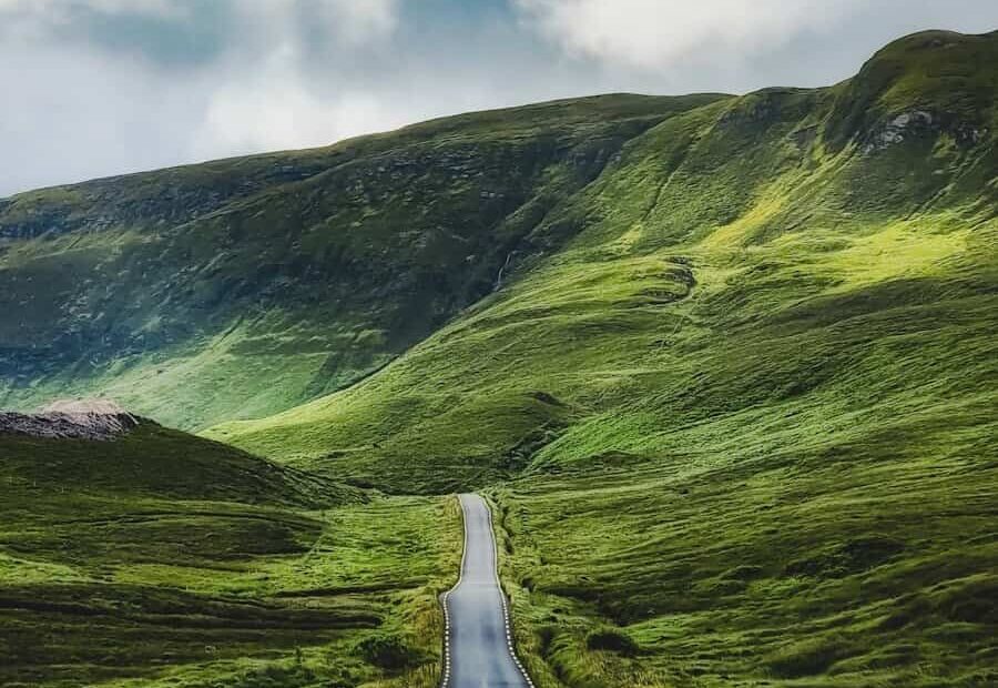 a road going through a valley