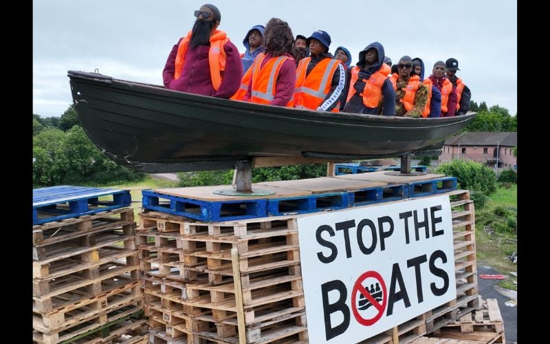 The Moygashel Bonfire Association shared images of its "stop the boats" bonfire ahead of July 11, bonfire night.