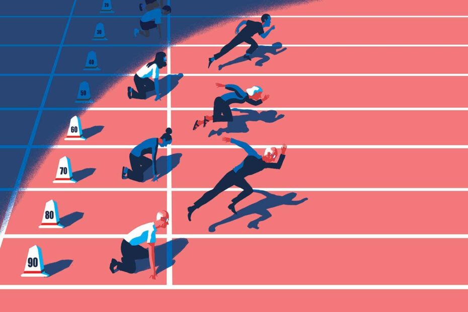 Illustration depicting runners on a track