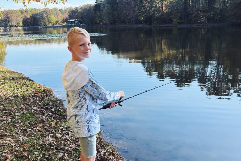 Chase 9 years old fishing