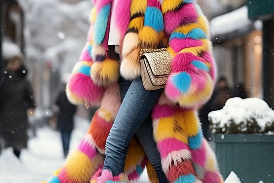 Multi Colored Full length Fox Coat