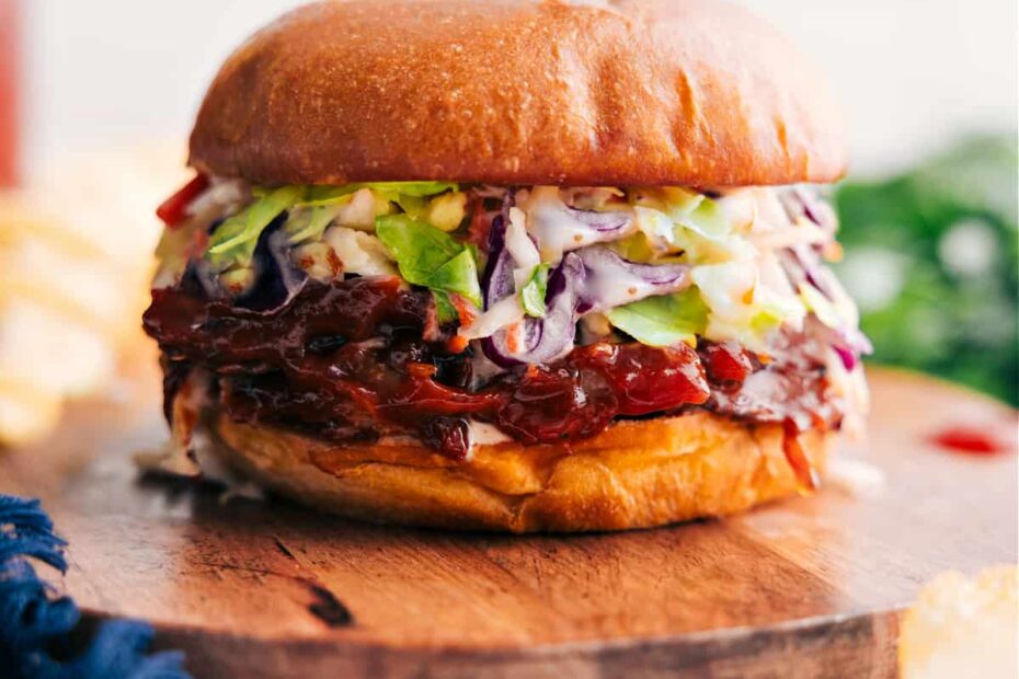 Pulled Pork Sandwich Recipe on a tray ready to be enjoyed.