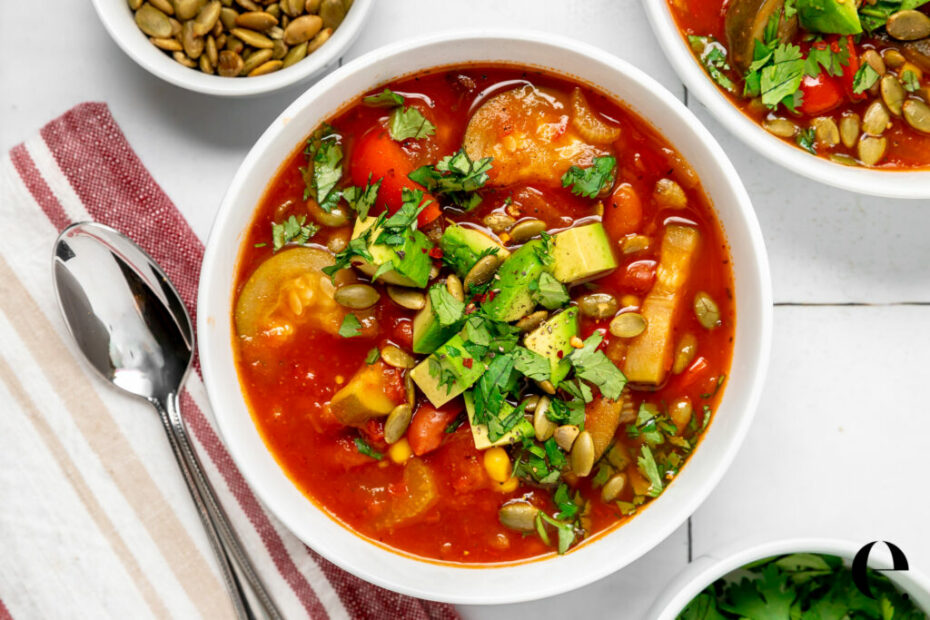 Spring Veggie Chili Soup Recipe | Elizabeth Rider