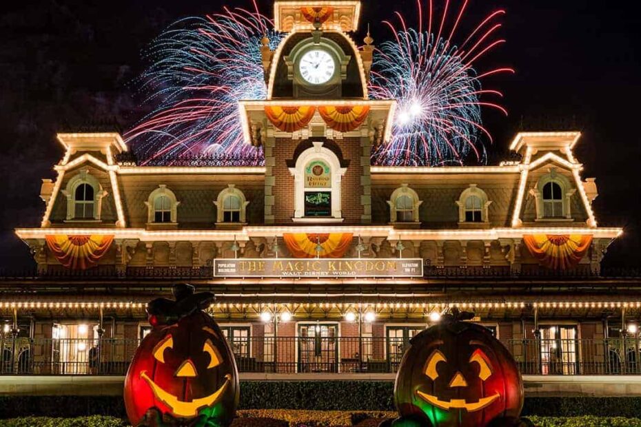 Disney World Entrance with Pumpkins