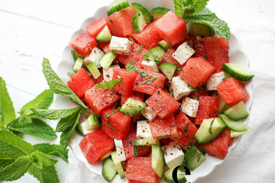 Watermelon Feta & Mint Salad | Elizabeth Rider