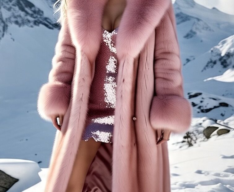 Pink Mink Coat Fox Collar