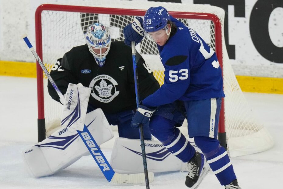 ‘Stronger, bigger, faster’ Cowan impresses as Maple Leafs prospects take the ice