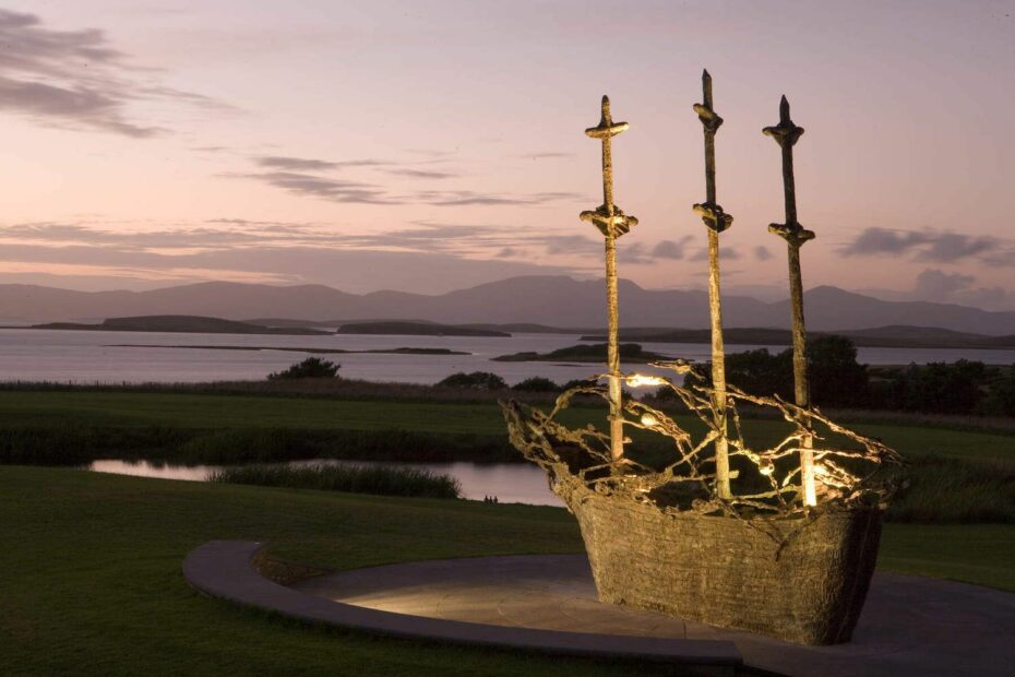 A statue of a "coffin ship": Ireland's National Famine Memorial, near Murrisk, County Mayo.