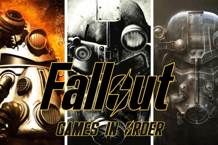 Split image showing three different Fallout game boxarts, with the text "Fallout Games in Order" over the top.