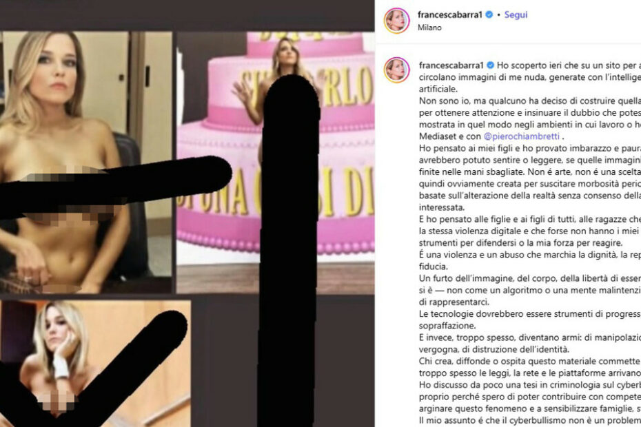 Francesca Barra: "Su un sito per adulti mie foto nuda create con l'IA" - Notizie - Ansa.it