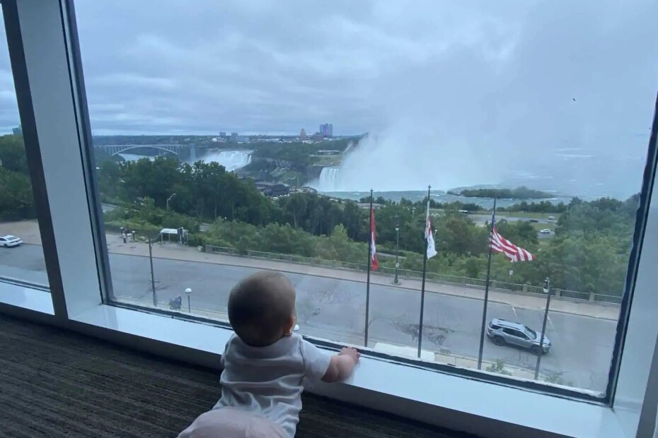 View from our room at Marriott on the Falls in Niagara Falls