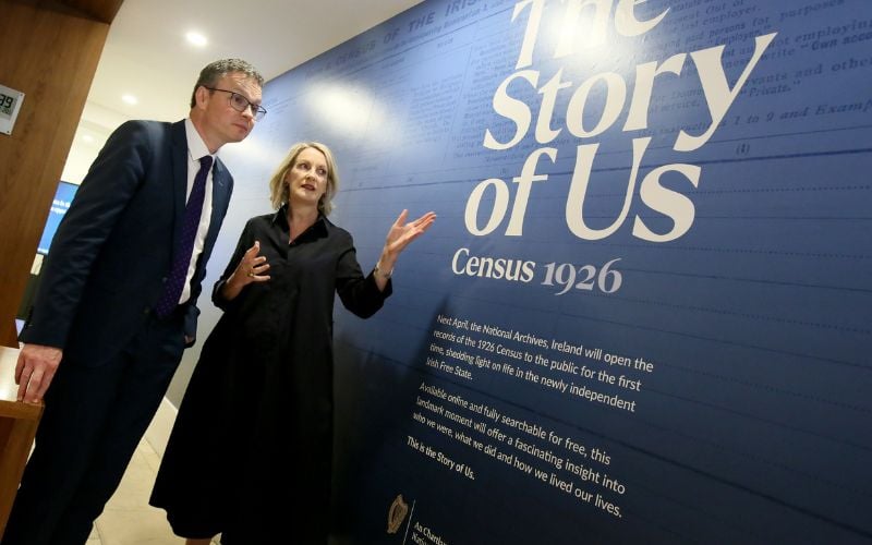 Minister Patrick O'Donovan and Orlaith McBride at the launch of