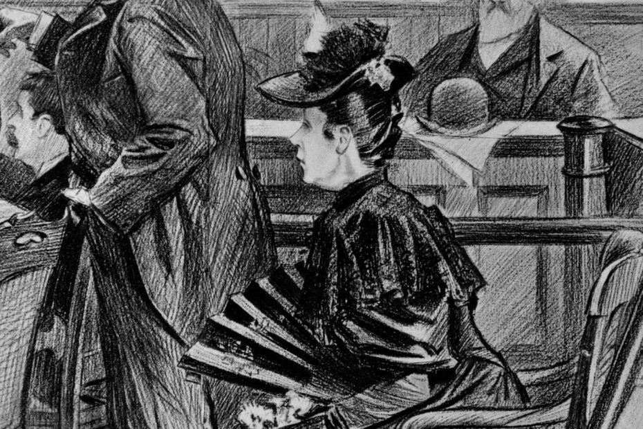  The Borden murder trial—A scene in the court-room before the acquittal - Lizzie Borden, the accused. 29 June 1893.