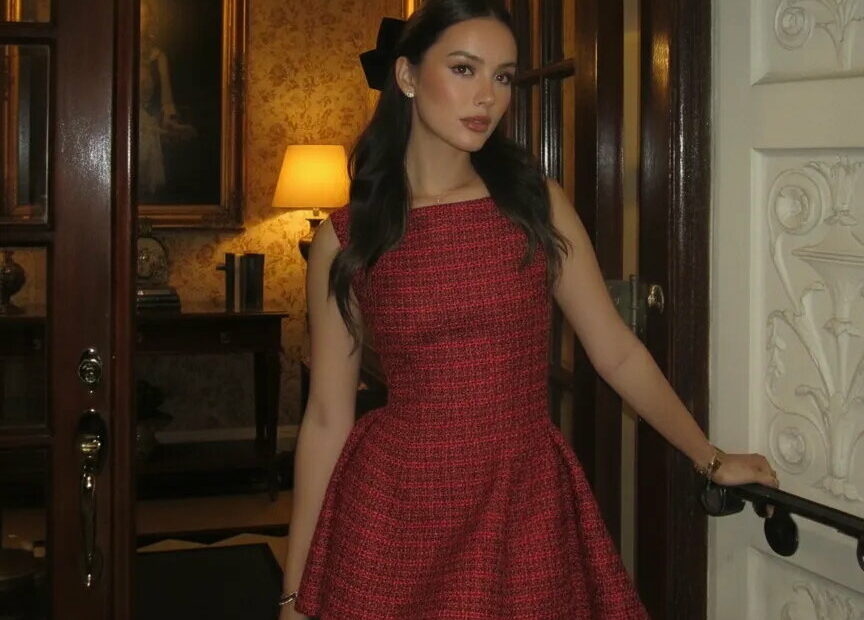 cider tweed red dress