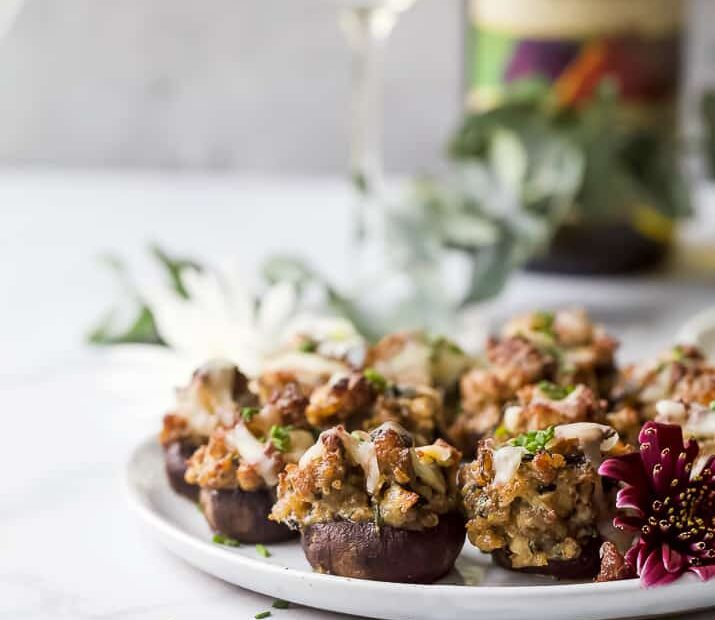 Cheesy Sausage Stuffed Mushrooms - Easy Holiday Appetizer Idea!