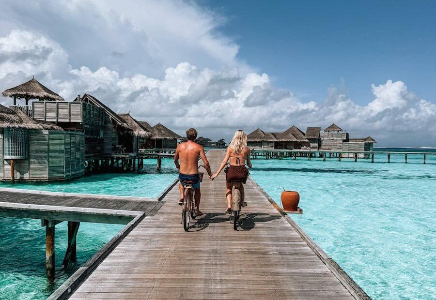 Gili Lankanfushi boardwalk across overwater villas